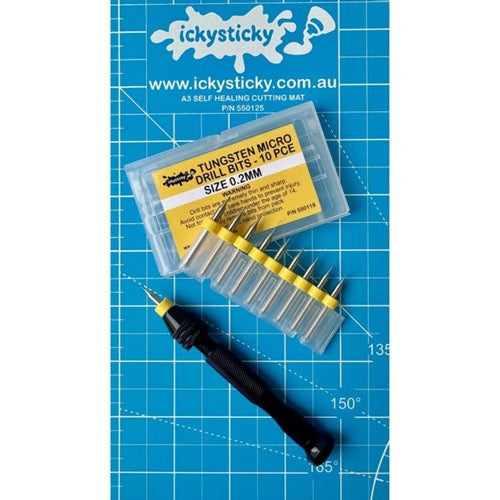 Icky Sticky 550119 Tungsten Micro Drill Bits 0.2mm (10 piece)