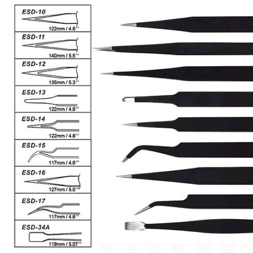 Icky Sticky 560302 9 Piece Precision Tweezer Set with Bag