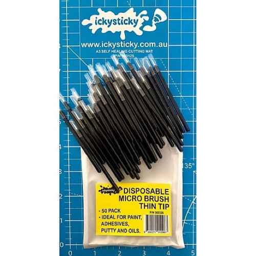 Icky Sticky 560326 Disposable Brush Thin Tip 50pk