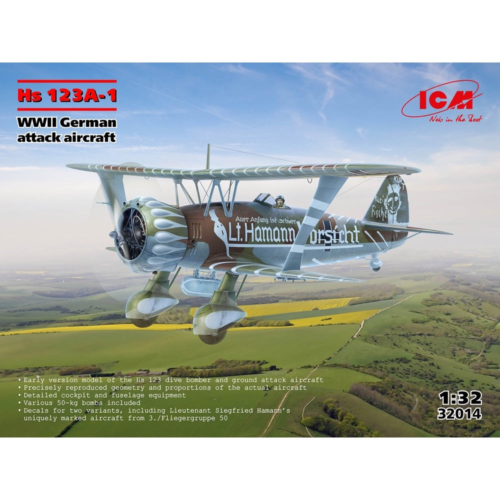 ICM 32014 1/32 Henschel Hs-123A-1 WWII German Attack Aircraft