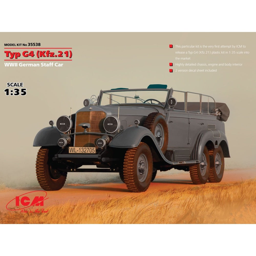 ICM 35538 1/35 Type G4 Kfz.21 WWII German Staff Car 4823044402977