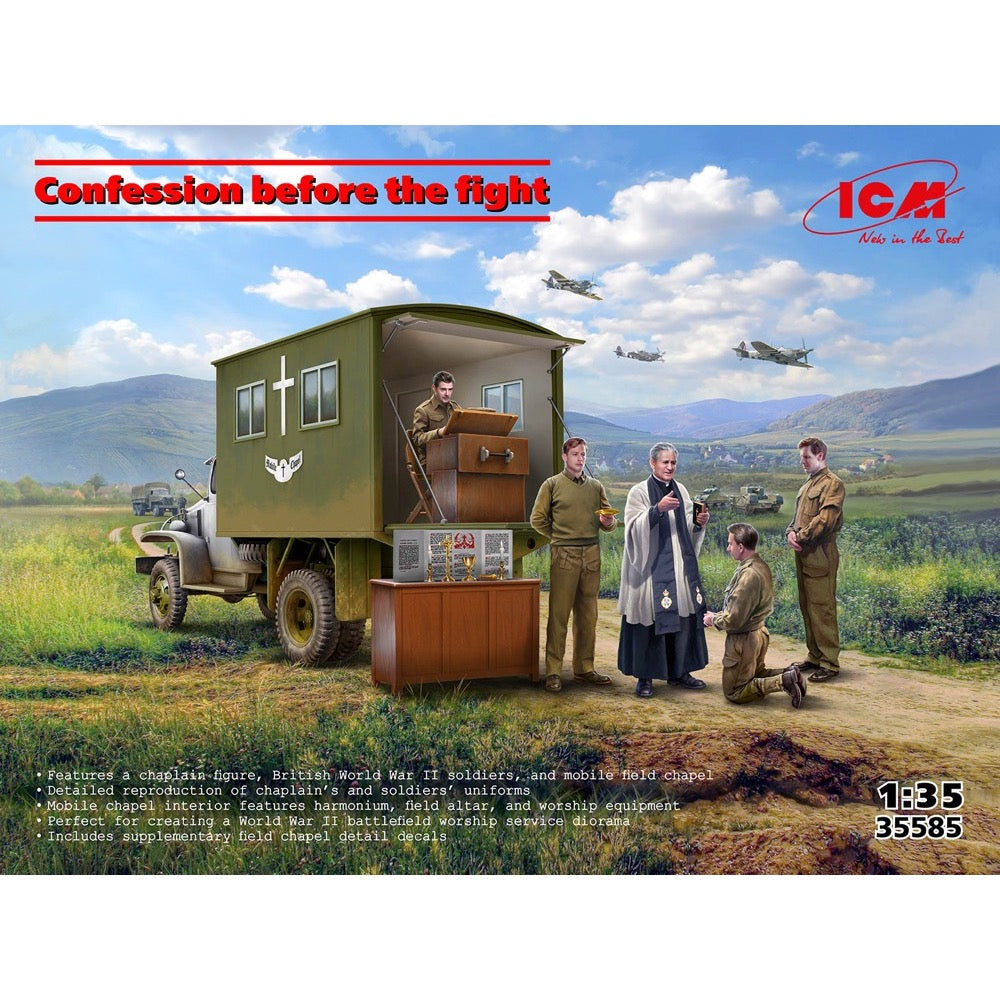 ICM 35585 1/35 Confession before the fight WWII British Army Mobile Chapel & 'You are important to God 4823044411597