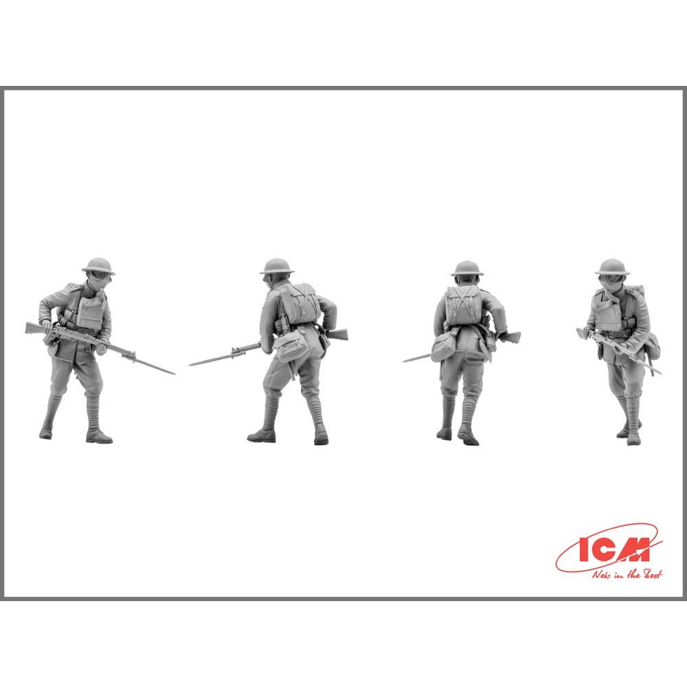 ICM 35703 1/35 British Infantry in Gas Masks WWI 1917 4 Figures