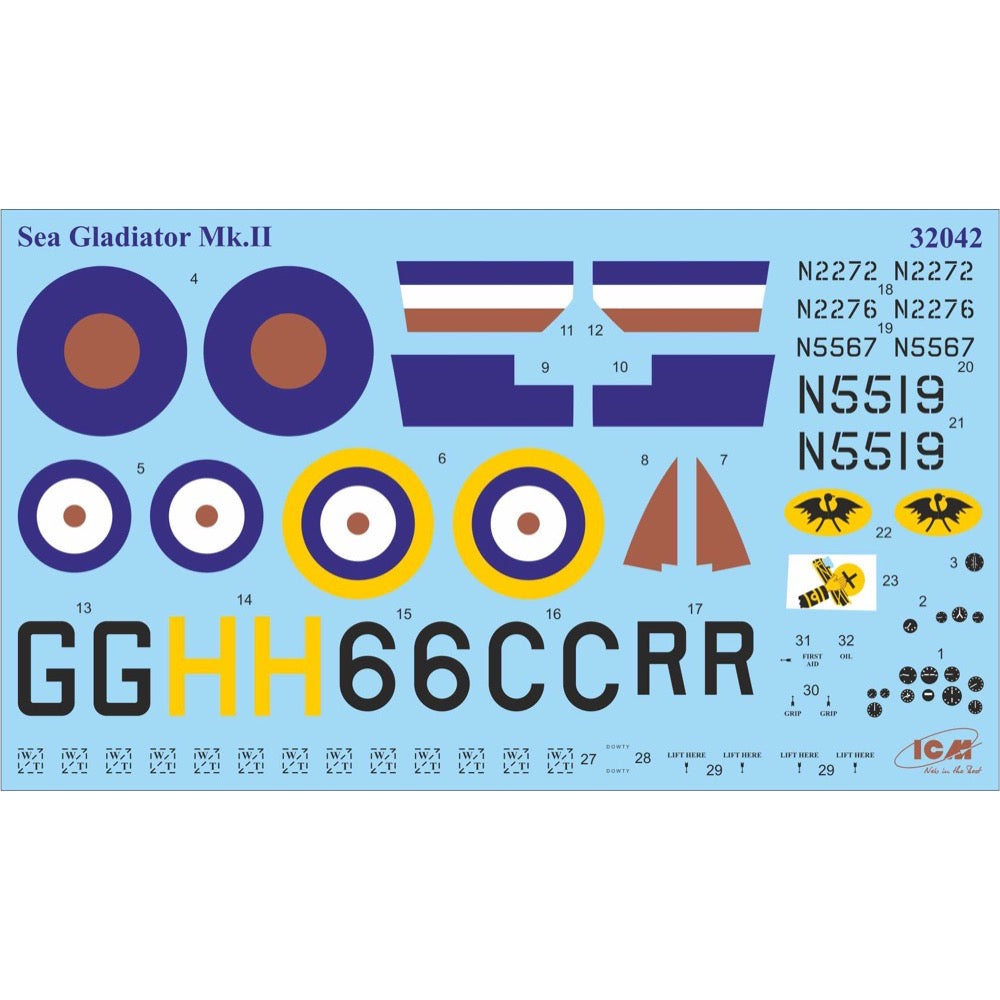 ICM DS32011/32 The Battle of Malta Gloster Sea Gladiator Mk.II, Fiat CR.42 Falco 4823044411634