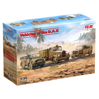 ICM DS3529 1/35 Vehicles of the D.A.K s.E.Pkw Kfz.70 with Zwillingssockel 36, Typ L3000S, le.gl.Einheitz-Pkw Kfz.2 4823044411689