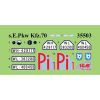 ICM DS3529 1/35 Vehicles of the D.A.K s.E.Pkw Kfz.70 with Zwillingssockel 36, Typ L3000S, le.gl.Einheitz-Pkw Kfz.2 4823044411689