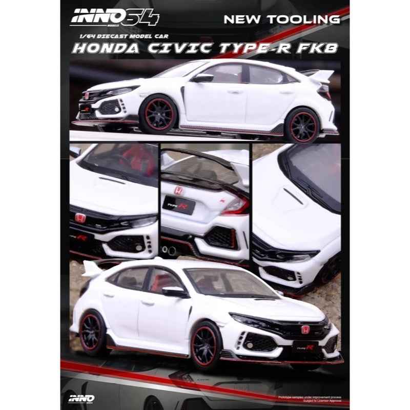 Inno 64-FK8-WHI 1/64 Honda Civic Type R FK8 White