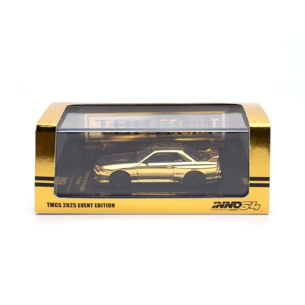 Inno 1/64 Nissan Skyline GT-R R32 Top Secret Chrome Gold TMCS 2025 Event Edition