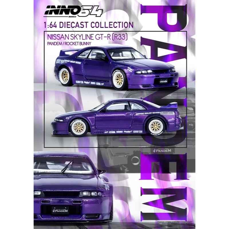 Inno 64-R33P-PPL 1/64 Nissan Skyline GT-R R33 Pandem Rocket Bunny Purple