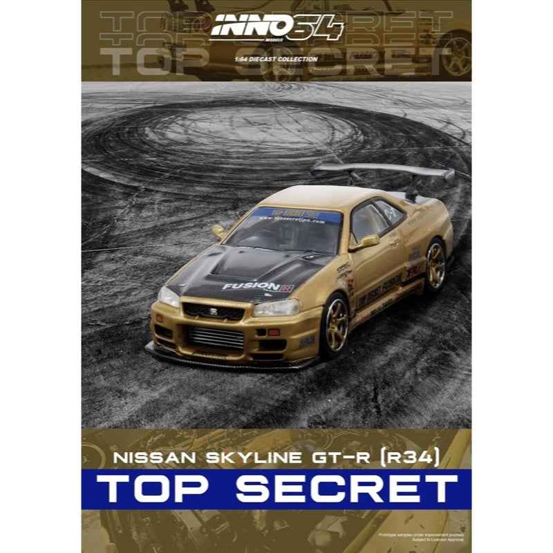 Inno 64-R34TS-GOLD 1/64 Top Secret R34 GT-R Gold