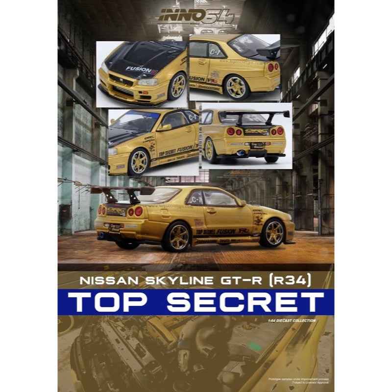 Inno 64-R34TS-GOLD 1/64 Top Secret R34 GT-R Gold