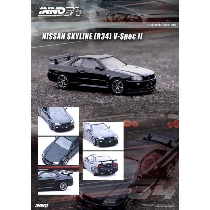 Inno 64-R34VS-BLA 1/64 Nissan Skyline GT-R R34 V-Spec II Black
