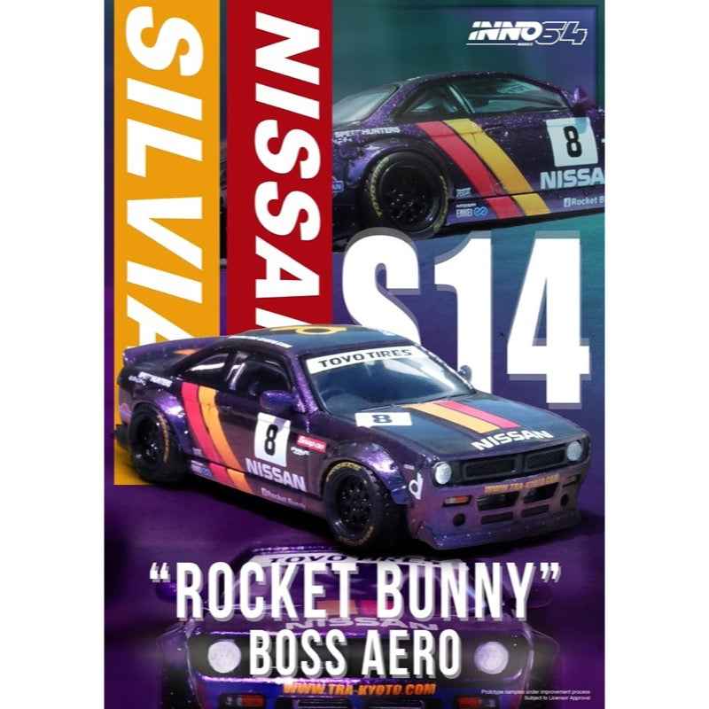 Inno 64-S14B-PRP 1/64 Nissan Silvia S14 Boss Rocket Bunny Purple