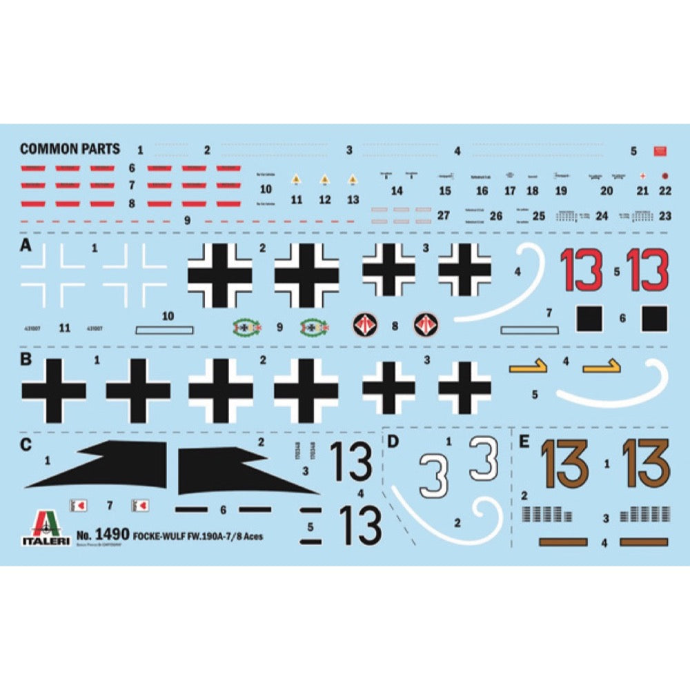 Italeri 1/72 Fw 190 A-8/F Aces Super Decal Sheet