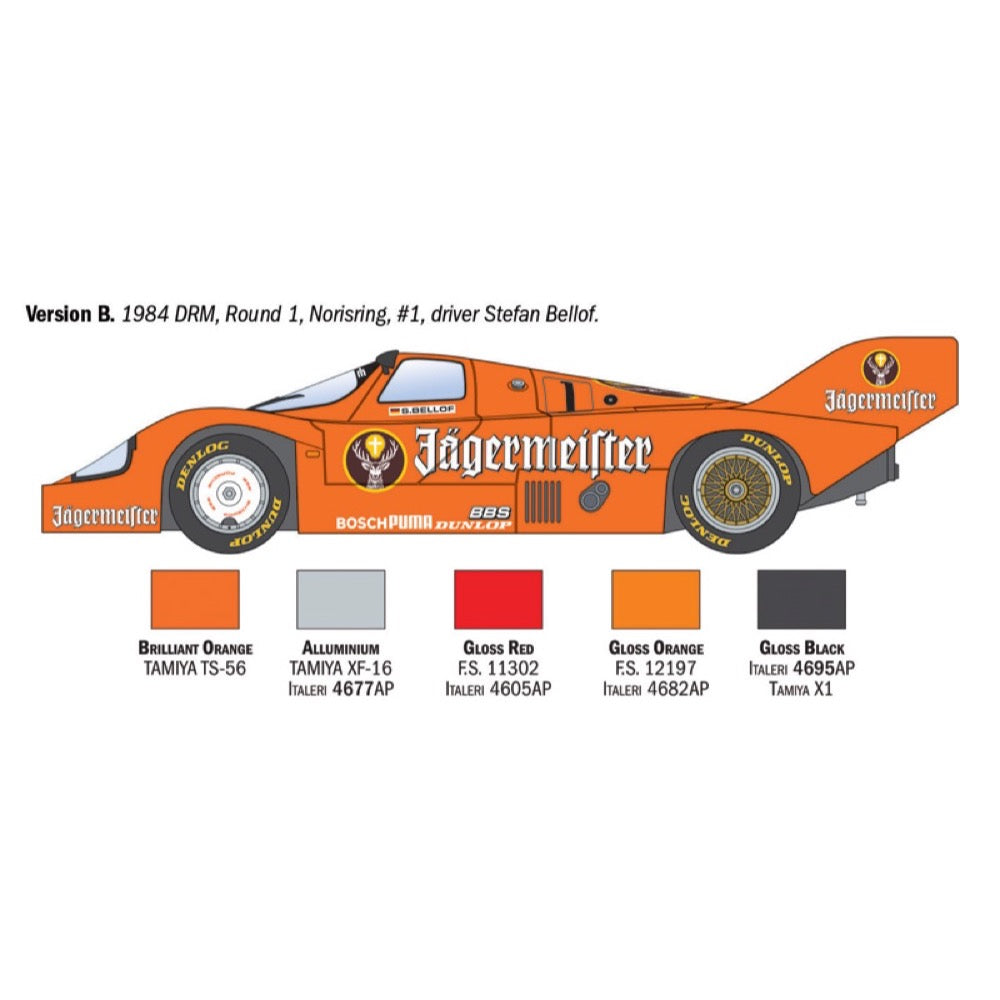 Italeri 1/24 Porsche 956 Jagermeister Super Decal Sheet And Rubber Tyres