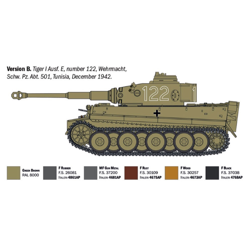 Italeri 1/35 Pz. Kpfw. VI Tiger I Ausf. E (Tp) Early Production Rubber Tracks Link And Length Tracks