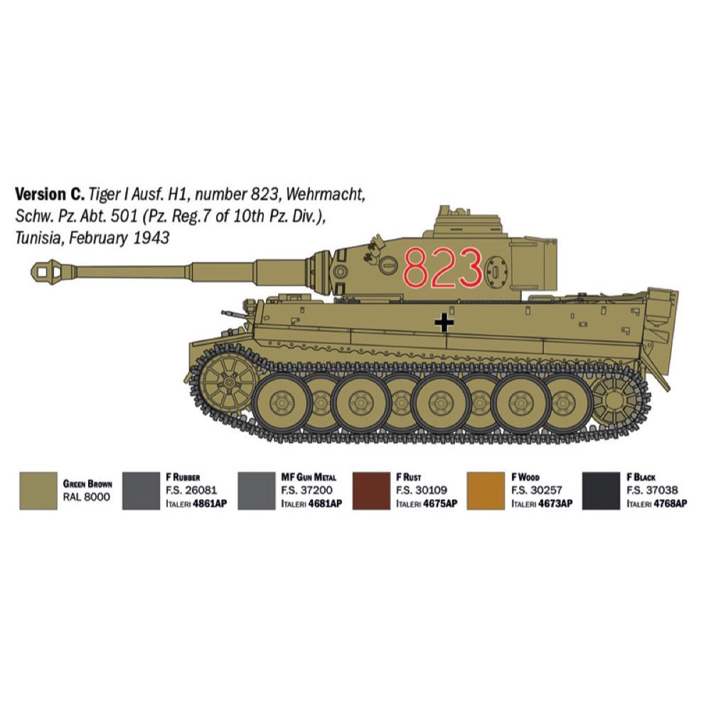 Italeri 1/35 Pz. Kpfw. VI Tiger I Ausf. E (Tp) Early Production Rubber Tracks Link And Length Tracks