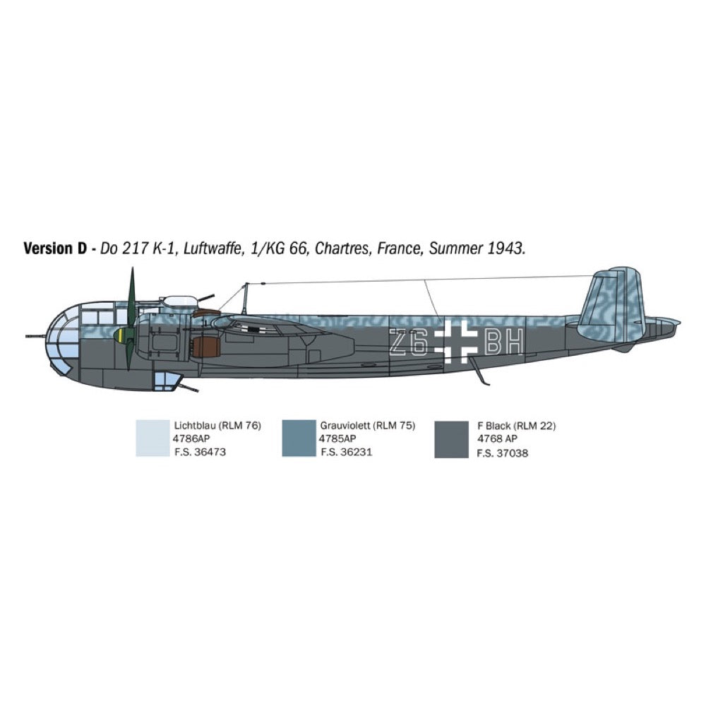 Italeri 1488S 1/72 Dornier Do 217 K-1/K-2 with Fritz-X guided bombs