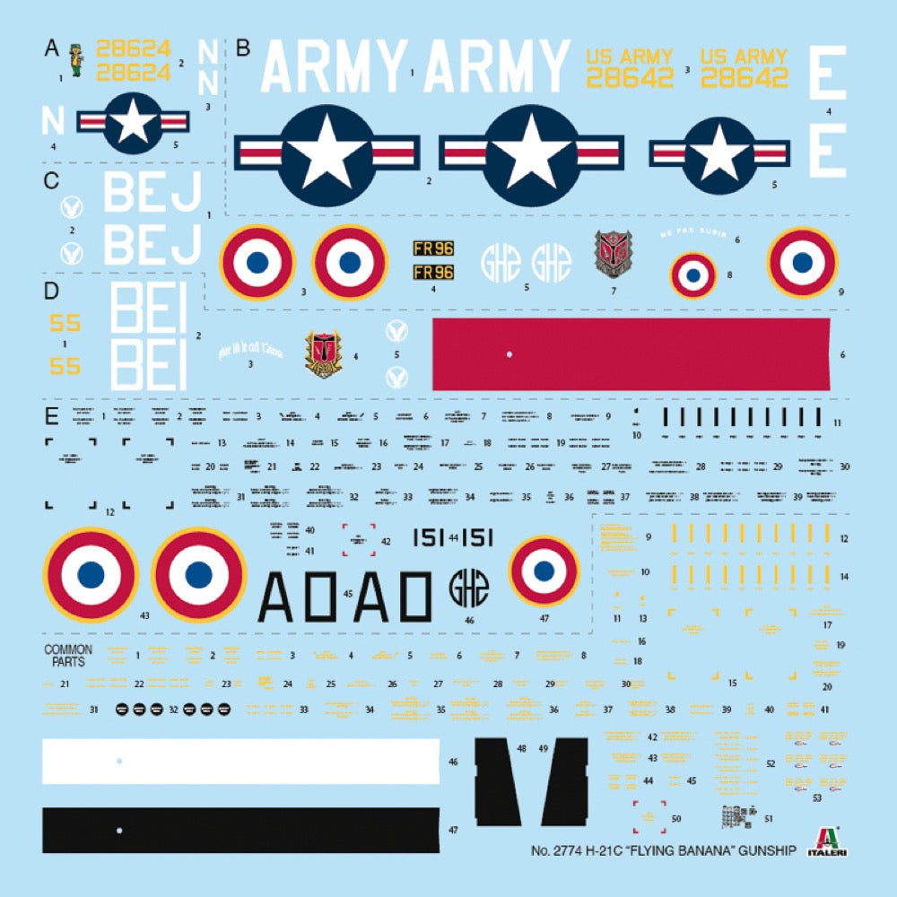 Italeri 2774 1/48 H-21C Flying Banana Gunship New Parts Photo Etch Sheet
