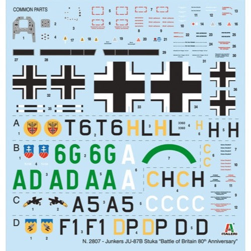 Italeri 2807 1/48 Ju-87B Stuka Super Decals Battle of Britain 80th Anniversary
