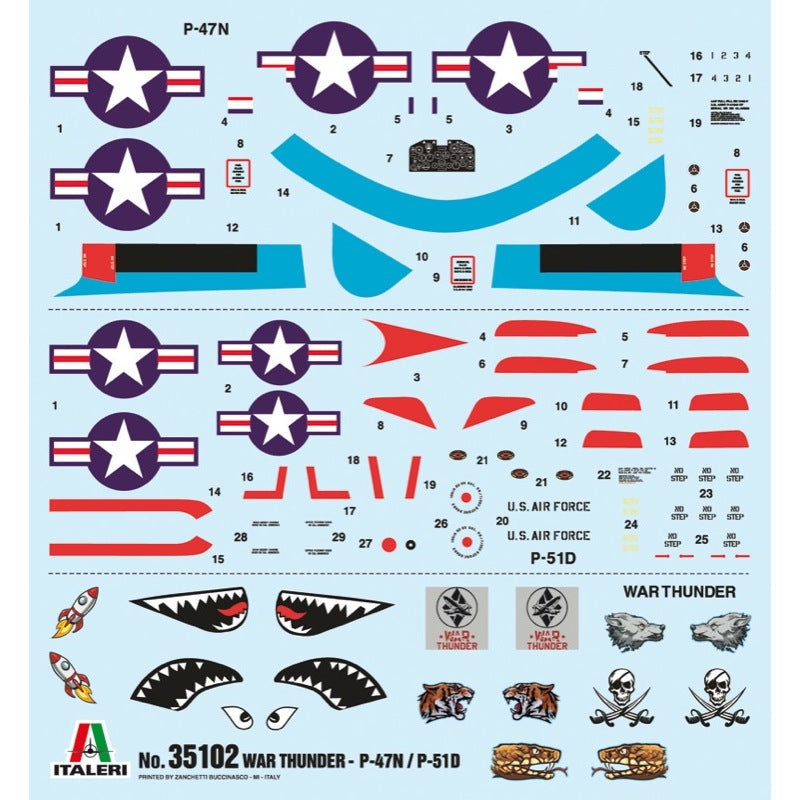 Italeri 1/72 P47 N and P51 D War Thunder Video Game Series w/Glue