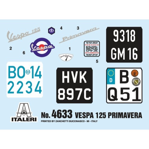 Italeri 4633 1/9 Vespa 125 Primavera