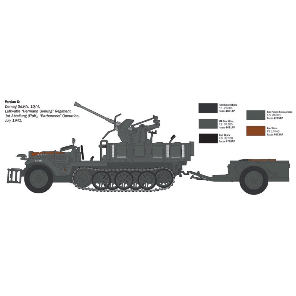 Italeri 6395S 1/35 Sd.Kfz 10/4 with Flak 30 and Crew