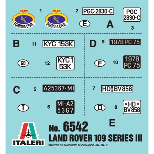 Italeri 6542 1/35 Land Rover 109 Guardia Civil
