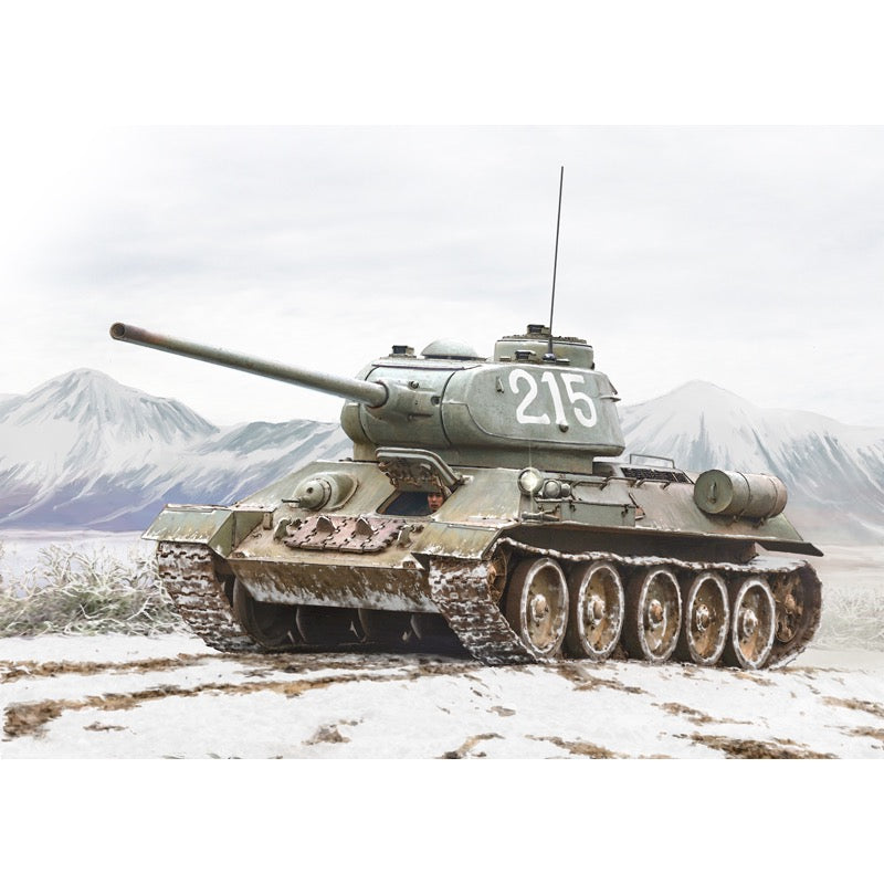 Italeri 6585 1/35 T-34/85 Korean War with Metal Barrel with PE Sheet Glueable Rubber Tracks