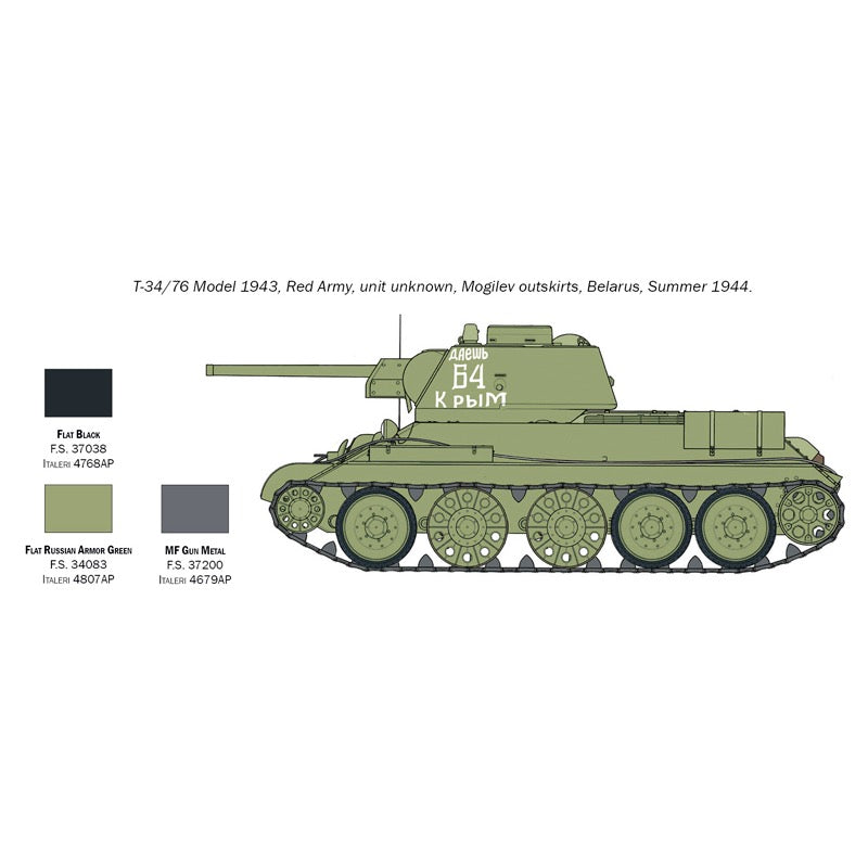 Italeri 7078 1/72 T-34/76 Mod. 1943 Tank