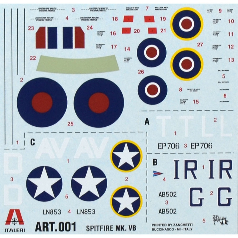 Italeri 72007 1/72 Spitfire Mk. Vb Model Set