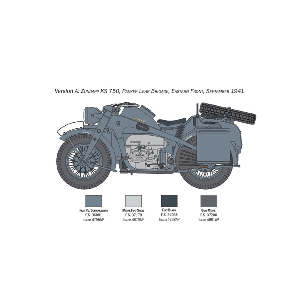 Italeri 7406 1/9 Zundapp KS750 with Sidecar