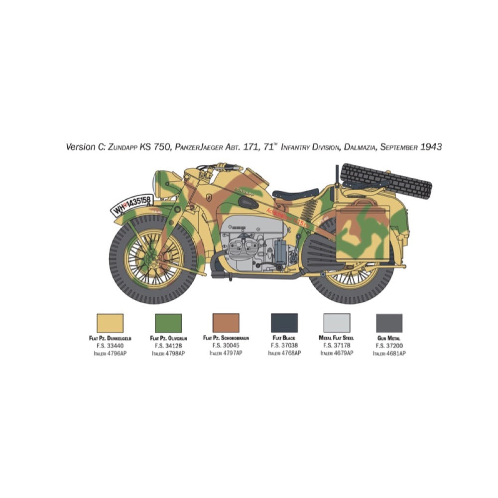 Italeri 7406 1/9 Zundapp KS750 with Sidecar