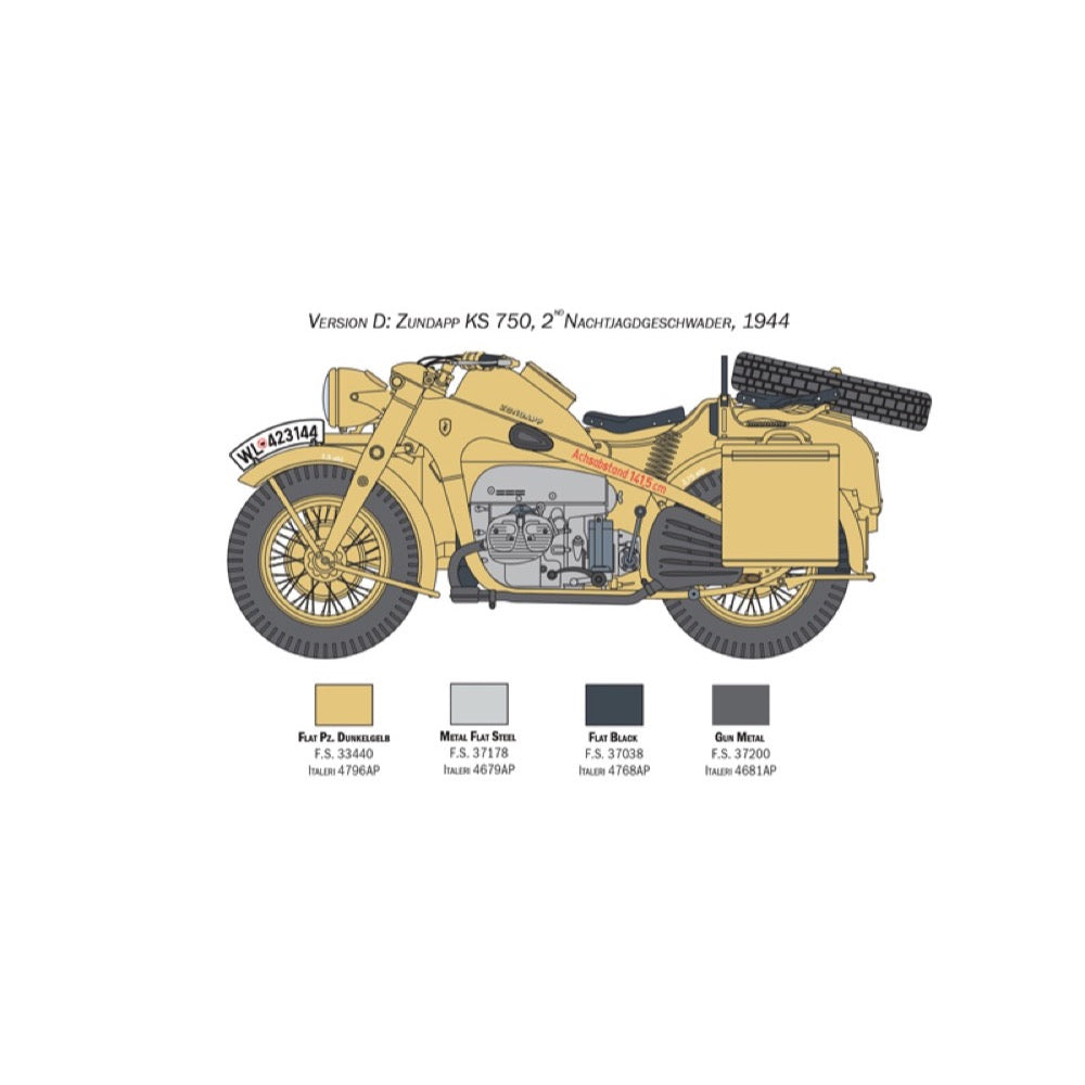Italeri 7406 1/9 Zundapp KS750 with Sidecar