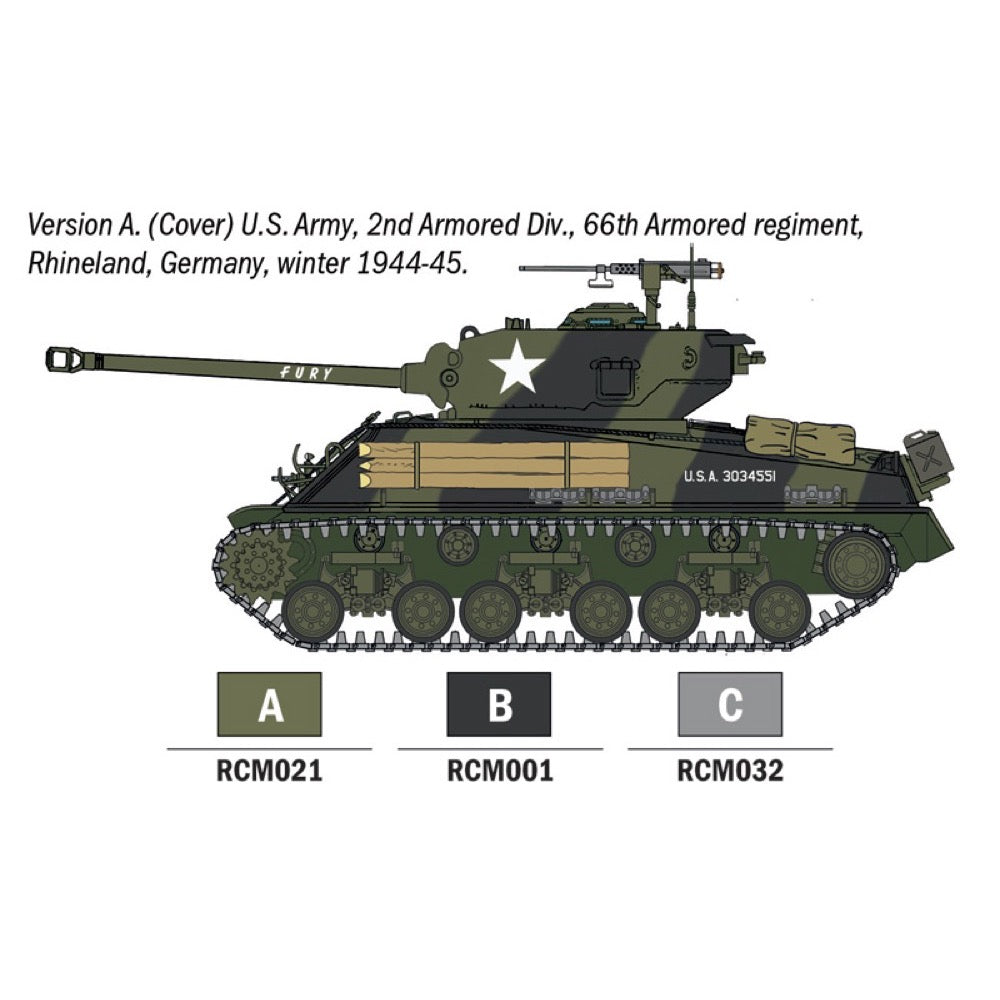Italeri 1/56 M4A3E8 Sherman Fury Starter Set