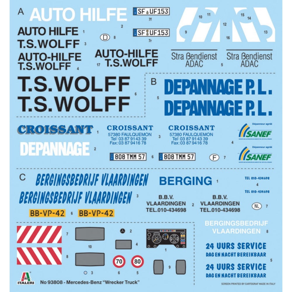 Italeri 1/24 Mercedes-Benz Wrecker Truck New Artwork Rubber Tyres And Chromed Parts
