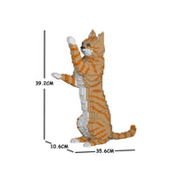 Jekca ST19CA14-M01 Orange Tabby Cat with Paw Up 14S-M01