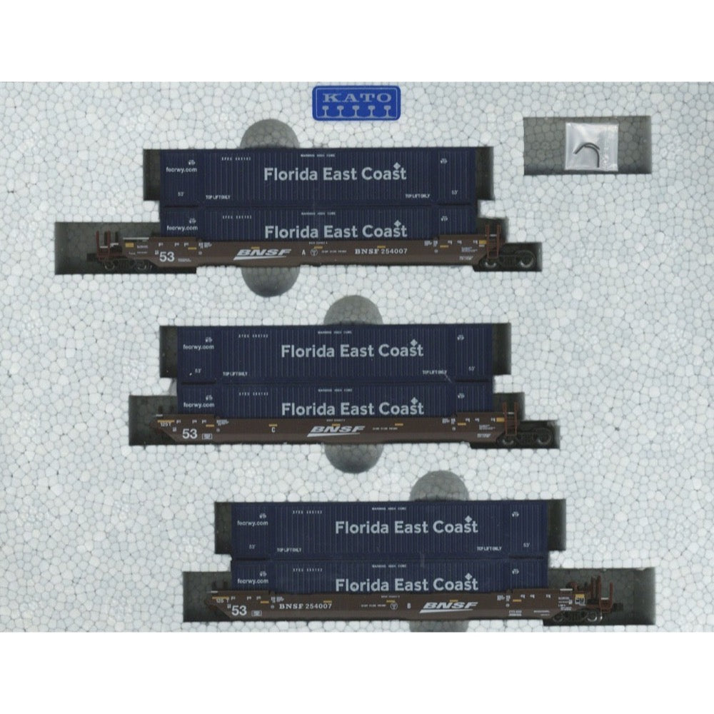 Kato 106-6181 N MAXI-IV BNSF No.254007 3pc Set with FEC Containers