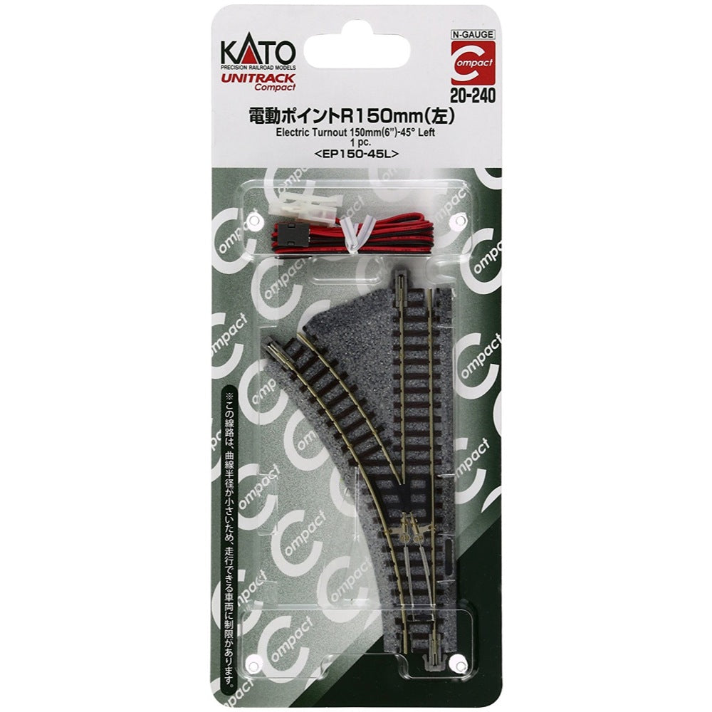 Kato 20-240 N Unitrack Compact Turnout Left Hand R150/45 - Metro Hobbies