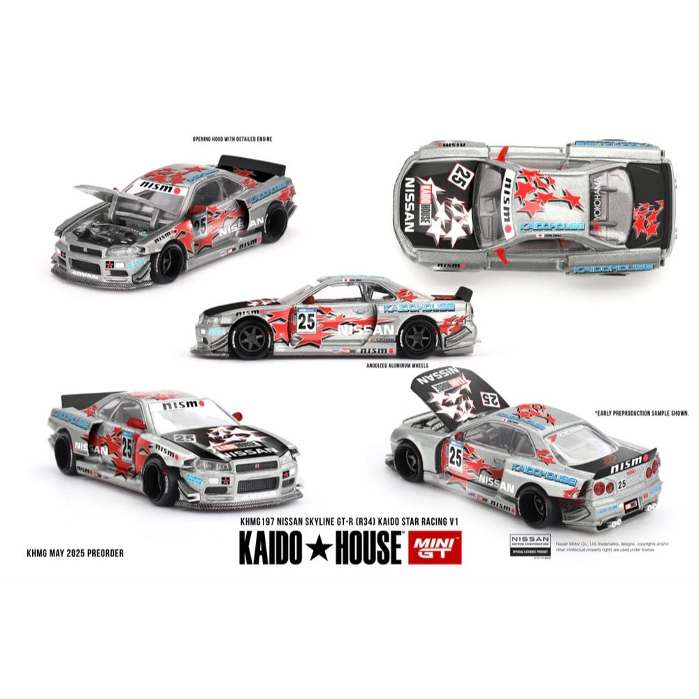 Kaido House X Mini GT KHMG197 1/64 Nissan Skyline GT-R (R34) Kaido Star Racing V1