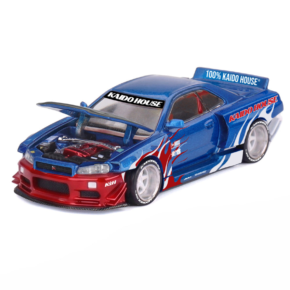 Kaido House x Mini GT Nissan Skyline GT-R R34 Kaido House Flames V1