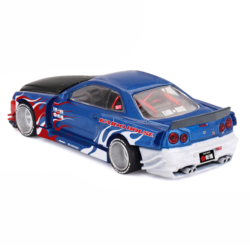 Kaido House x Mini GT Nissan Skyline GT-R R34 Kaido House Flames V1