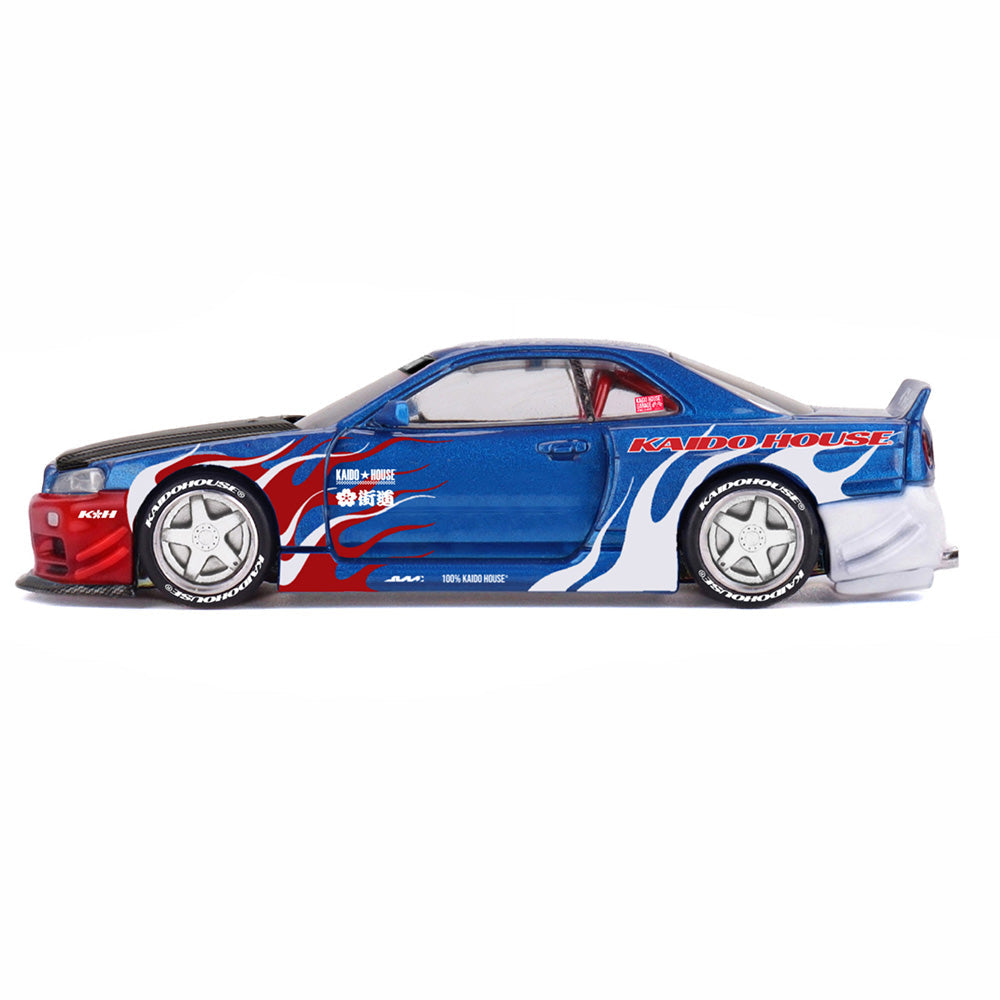 Kaido House x Mini GT Nissan Skyline GT-R R34 Kaido House Flames V1