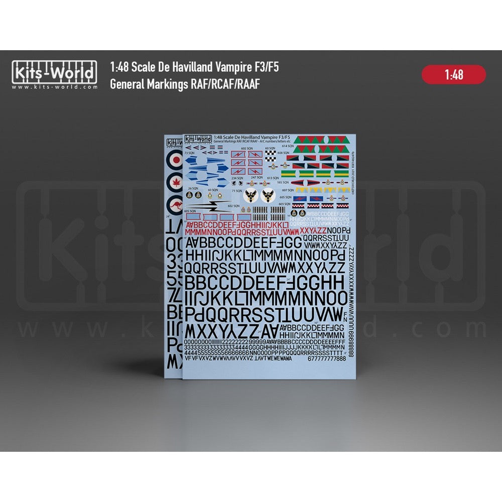 Kits World 148247AB 1/48 Decal for De Havilland Vampire Mk.3/Mk.5