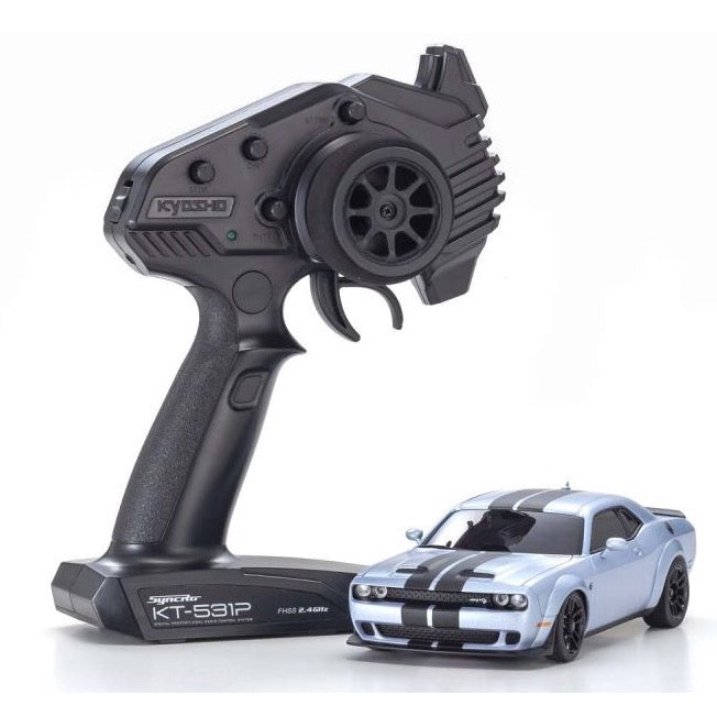 Kyosho 32621S Mini-Z AWD MA-020 Readyset Dodge Challenger SRT Hellcat Redeye RC Car Silver