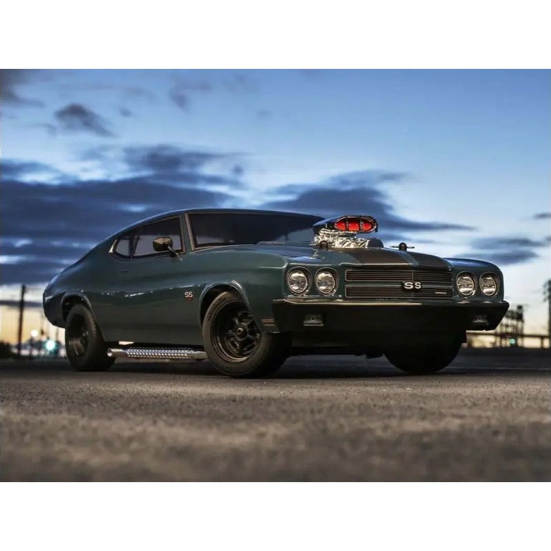 Kyosho 1/10 EP 4WD Fazer Mk2 FZ02L 1970 Chevy Chevelle Supercharged VE Series Dark Blue Readyset RC Car 34494T1 4548565464456
