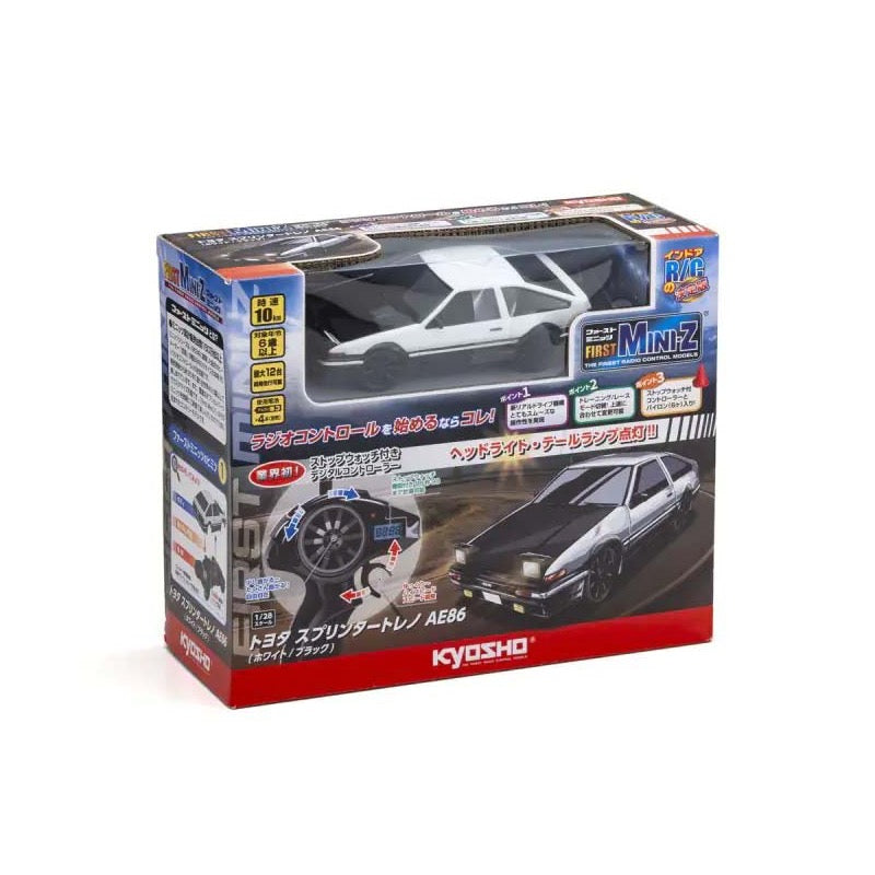 Kyosho First Mini-Z Toyota Sprinter Trueno AE86 RC Car (White/Black)