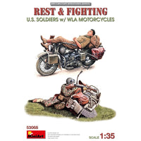 Miniart 53068 1/35 Rest & Fighting U.S. Soldiers with WLA Motorcycles
