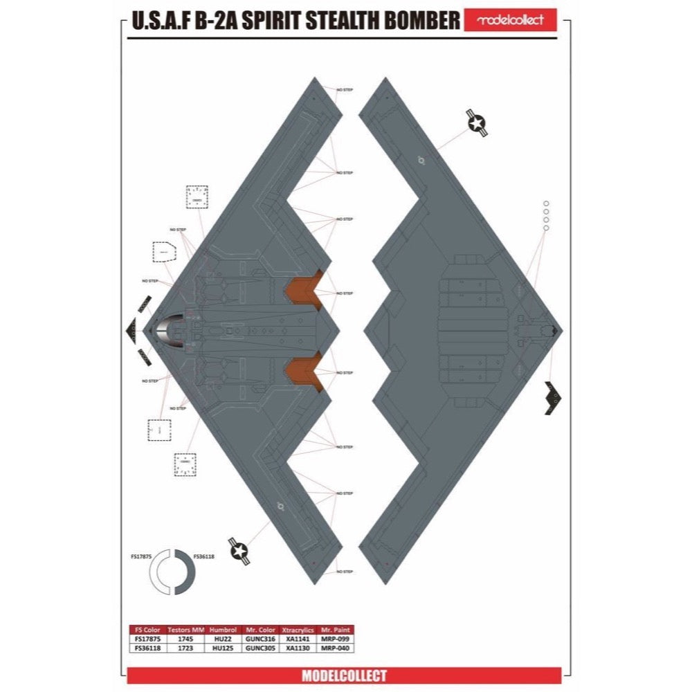 Modelcollect UA72206 USAF B-2A Spirit Stealth Bomber with Mop GBU-57