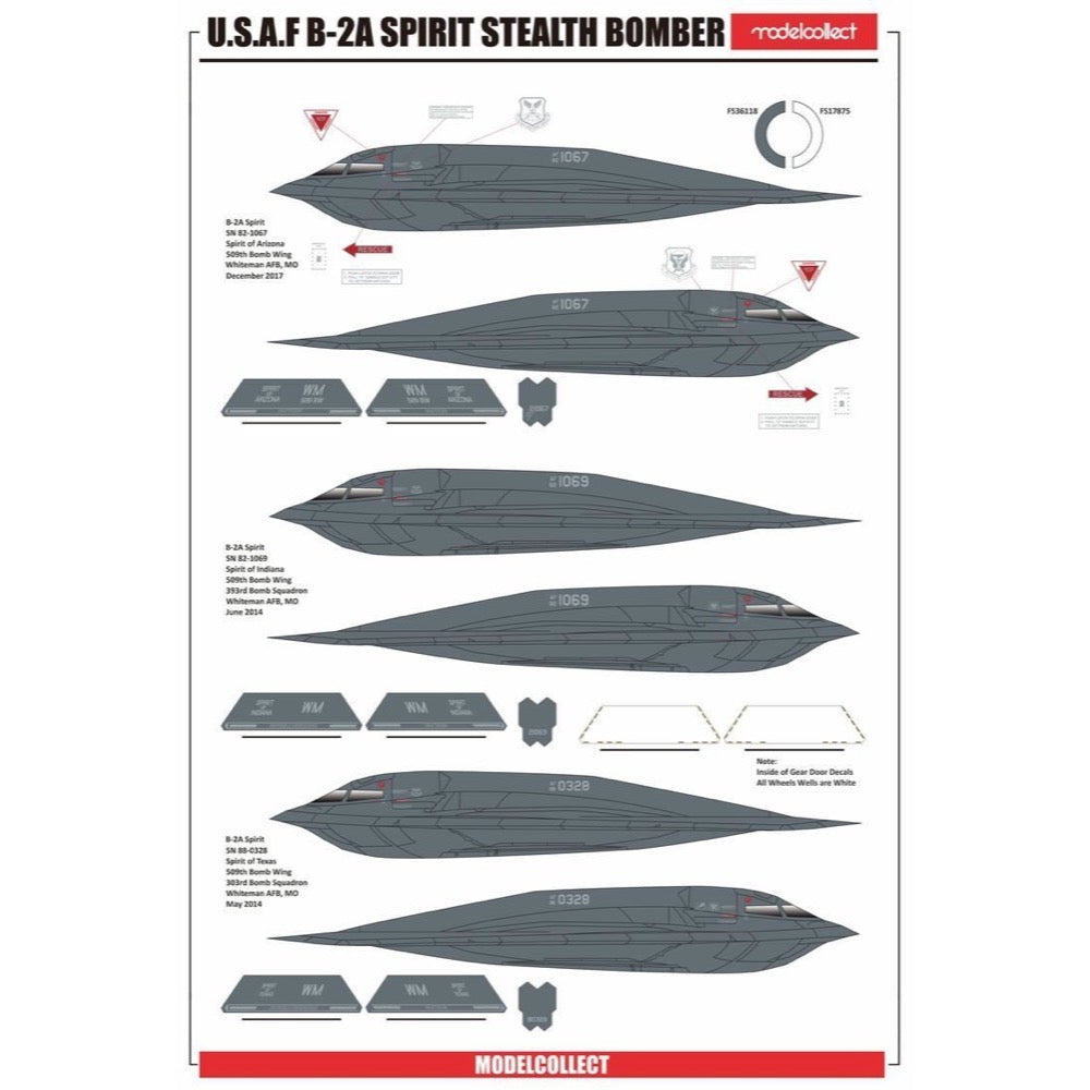 Modelcollect UA72206 USAF B-2A Spirit Stealth Bomber with Mop GBU-57
